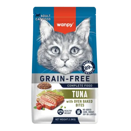 Croquettes Chat-Croquettes Sans Céréales Wanpy au Thon pour Chat Adulte 1.5kg-Tunisie