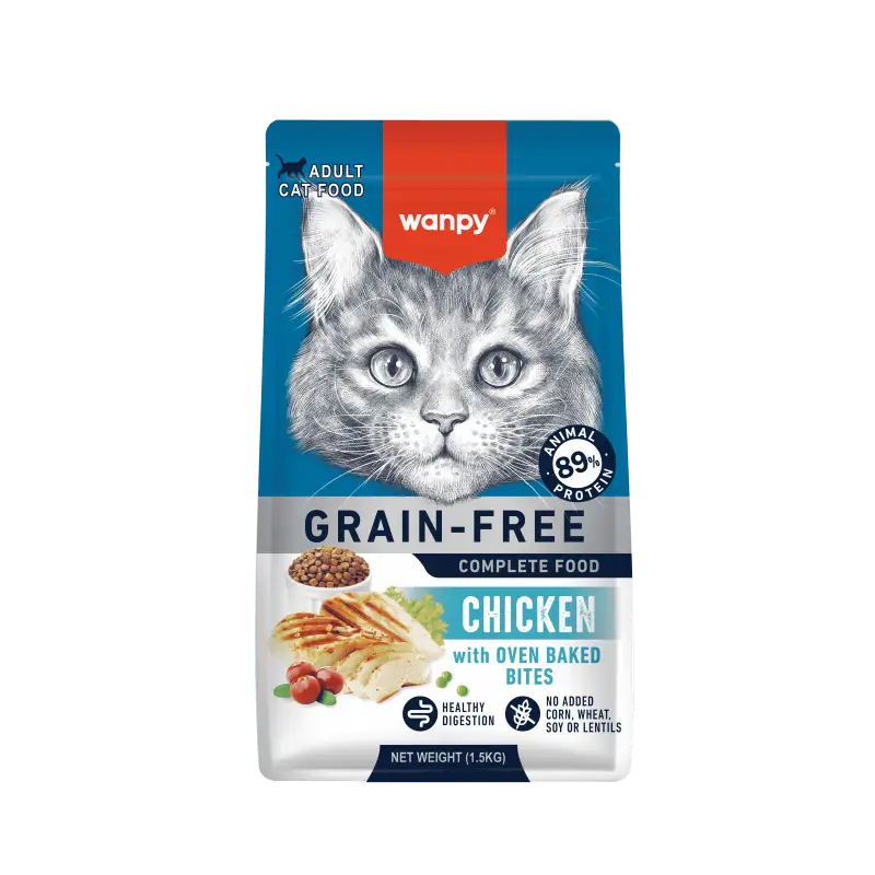 Croquettes Chat-Wanpy Croquettes Sans Céréales au Poulet pour Chat Adulte 1.5kg-Tunisie