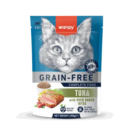 Croquettes Chat-Croquettes Sans Céréales Wanpy au Thon pour Chat Adulte 500g-Tunisie