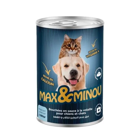 Humides Chat-MAX ET MINOU Aliment Bouchées Mix pour Chien et Chat 380 g-Tunisie