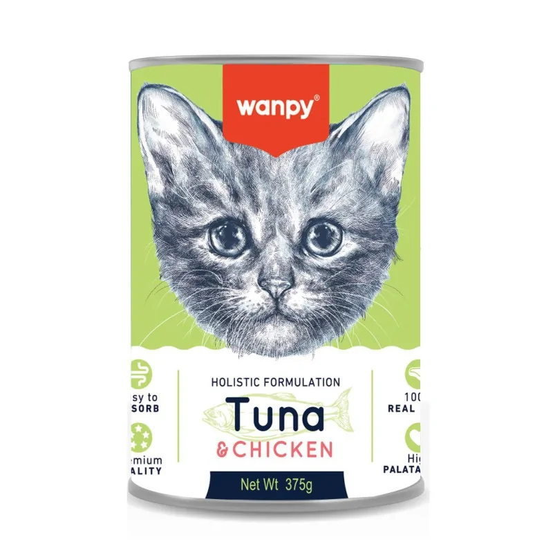 Humides Chat-Wanpy Pudding au Poulet et Thon pour Chaton 375g-Tunisie