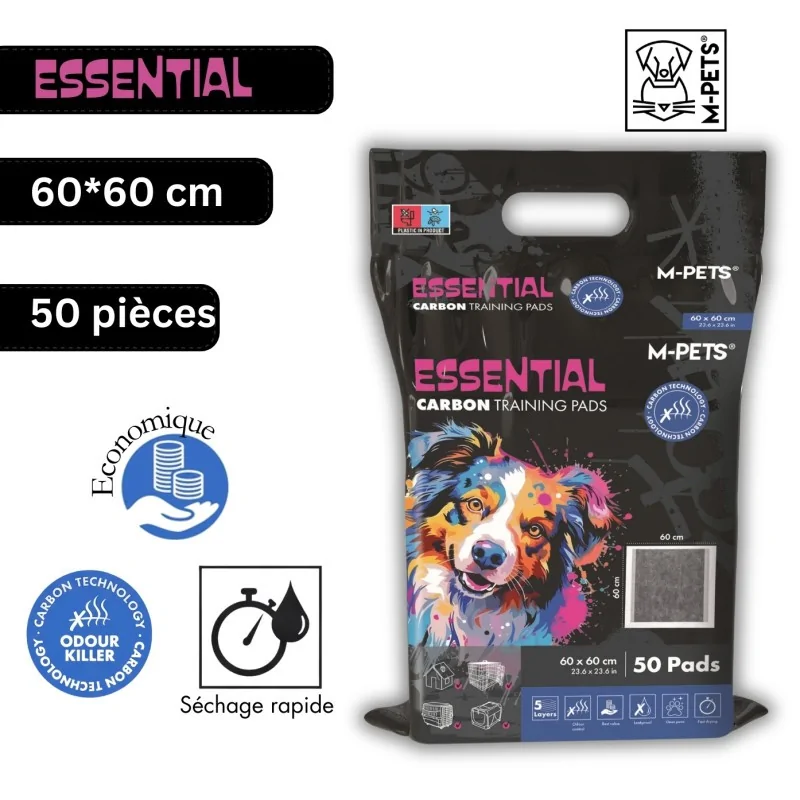 Toilettage et Hygiène-Essential Tapis Absorbants au Charbon Actif 60*60 - 50 pièces-Tunisie