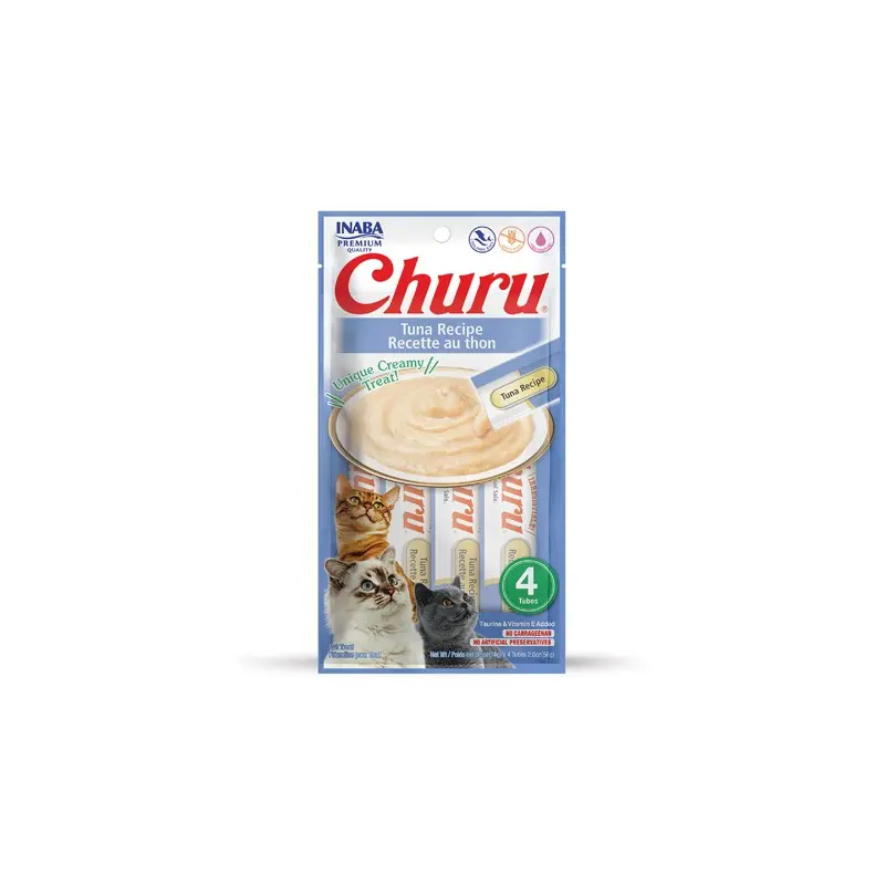 Friandises Chat-Inaba Churu – Crème au Thon pour Chat Adulte – 4 Tubes-Tunisie