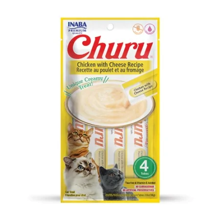 Friandises Chat-Inaba Churu Crème au Poulet et Fromage pour Chat Adulte 4 Tubes-Tunisie