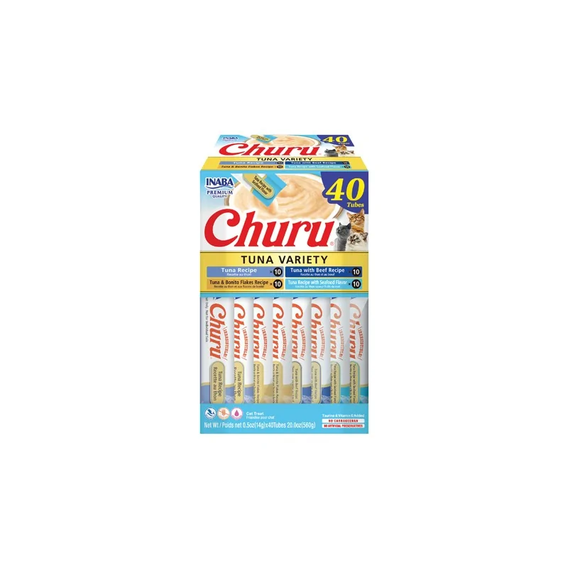 Friandises Chat-Inaba Churu Crème au Thon pour Chat Adulte 20 Tubes-Tunisie