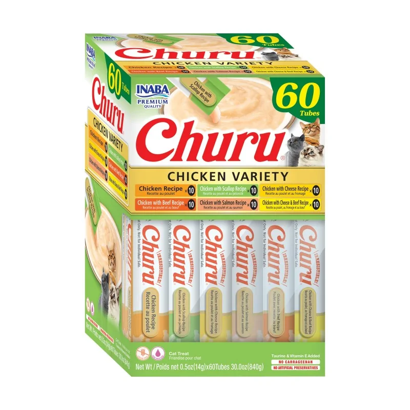 Friandises Chat-Inaba Churu Variétés Thon pour Chat Adulte 60 Tubes-Tunisie