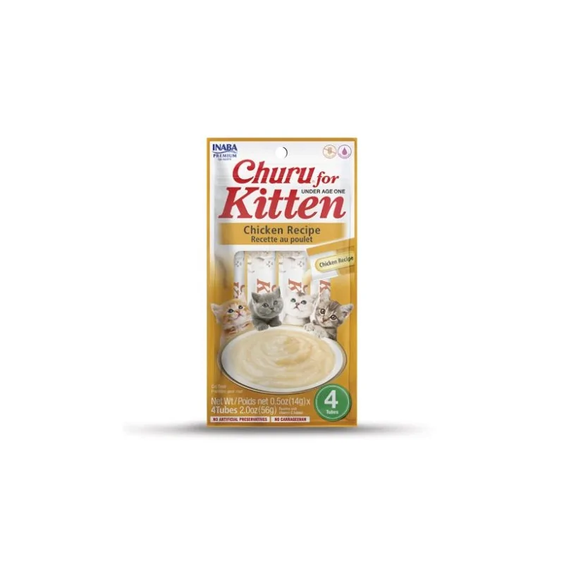 Friandises Chat-Inaba Churu Kitten Crème au Poulet pour Chaton 4 Tubes-Tunisie