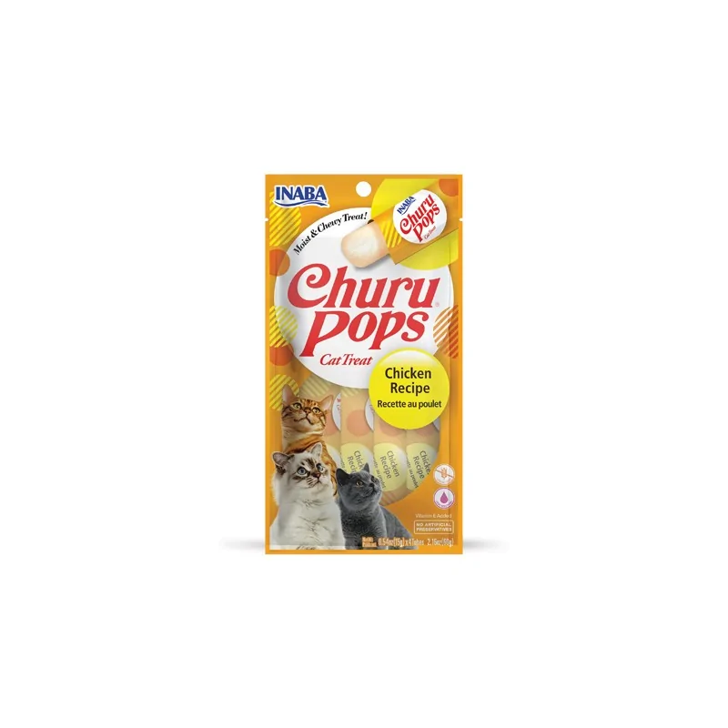 Friandises Chat-Inaba Churu Pops au Poulet pour Chat Adulte 4 Tubes-Tunisie