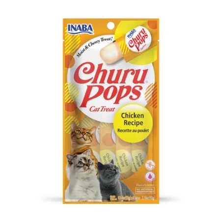 Friandises Chat-Inaba Churu Pops au Poulet pour Chat Adulte 4 Tubes-Tunisie