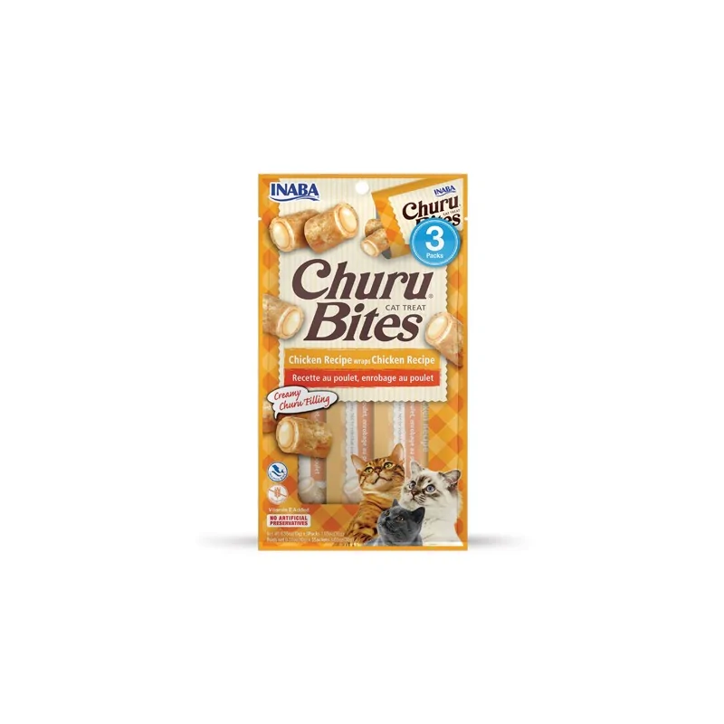 Friandises Chat-Inaba Churu Bites au Poulet pour Chat Adulte 3 Tubes-Tunisie