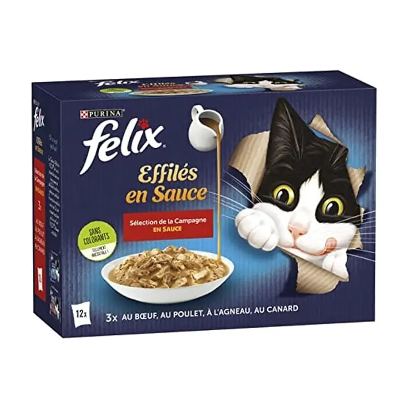 Humides Chat-FELIX Tendres Effilés en Sauce Sélection de la Campagne 12*85-Tunisie