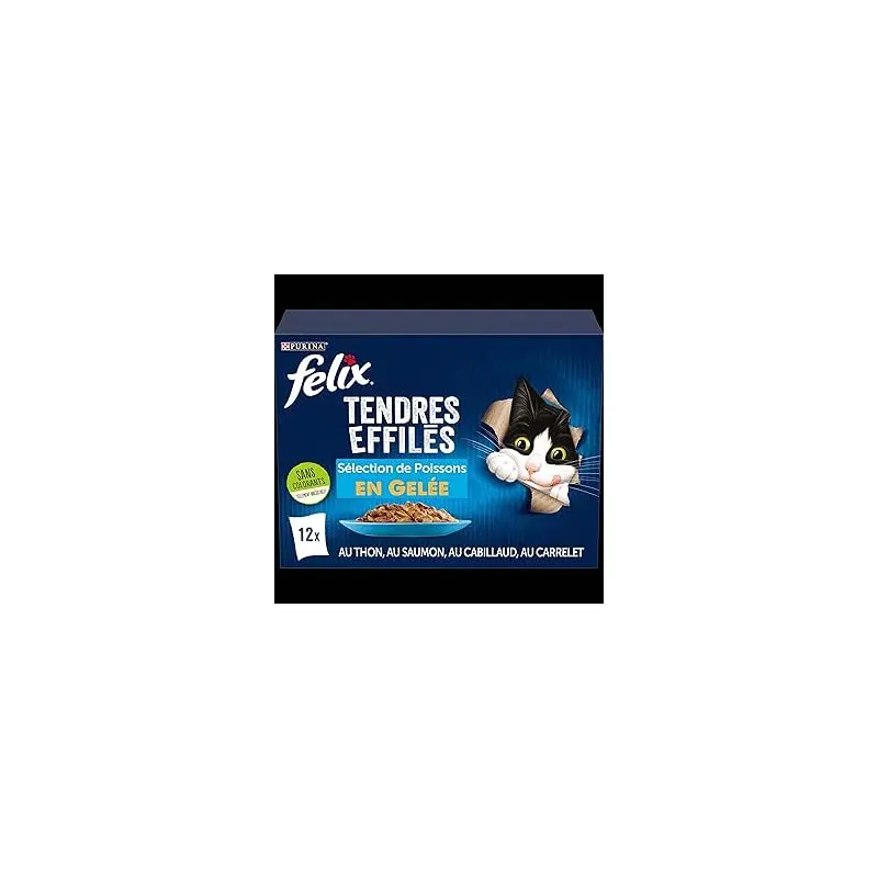 Humides Chat-FELIX Tendres Effilés en Gelée - Sélection Poisson 12*85g-Tunisie