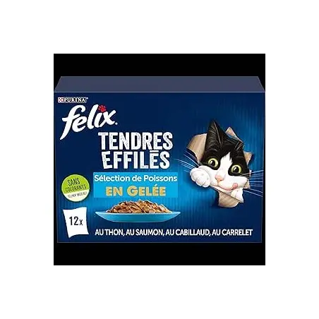 Humides Chat-FELIX Tendres Effilés en Gelée - Sélection Poisson 12*85g-Tunisie