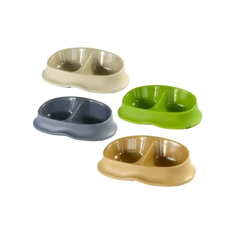 Gamelles et Distributeurs-GAMELLE DOUBLE MIXED COLORS PET LINE-Tunisie