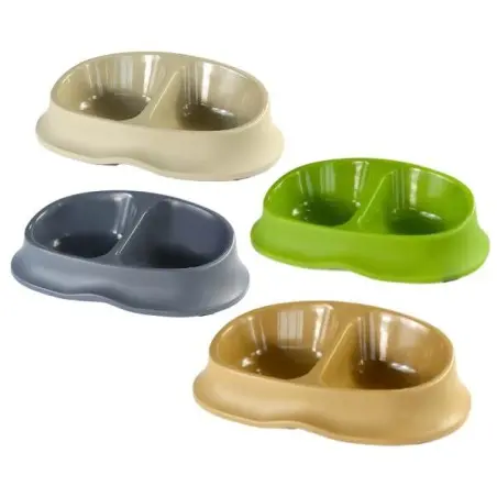 Gamelles et Distributeurs-GAMELLE DOUBLE MIXED COLORS PET LINE-Tunisie