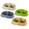 Gamelles et Distributeurs-GAMELLE DOUBLE MIXED COLORS PET LINE-Tunisie