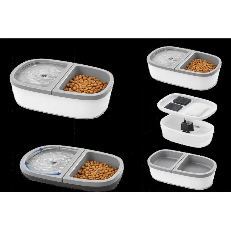 Gamelles et Distributeurs-Fontaine à eau et gamelle 2-en-1 pour chiens et chats-Tunisie