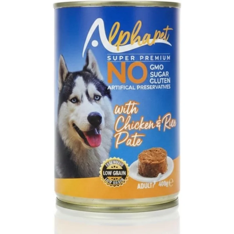 ALPHAPET Pâté Poulet & Riz pour Chien Adulte 400 g
