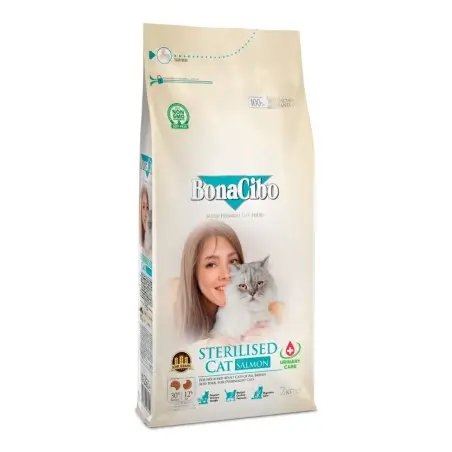 Croquettes Chat-BonaCibo Adult Cat Sterilised Salmon 2KG-Tunisie