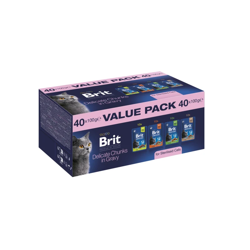 Brit Premium by Nature Pack Pochons pour Chat Stérilisé 40 x 100 g