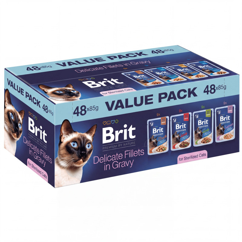 Brit Premium by Nature Pack Pochons Filets pour Chat Stérilisé 48 pc