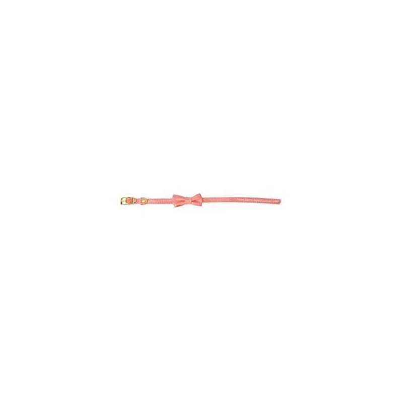 Camon collier chien en similicuir avec noeud rose 10 x 280 mm