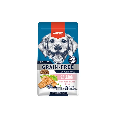 Wanpy Croquettes Grain Free au Saumon pour Chien Adulte S/M 1,5kg