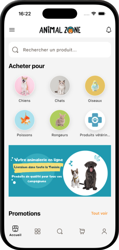 Aperçu de l’application Animal Zone