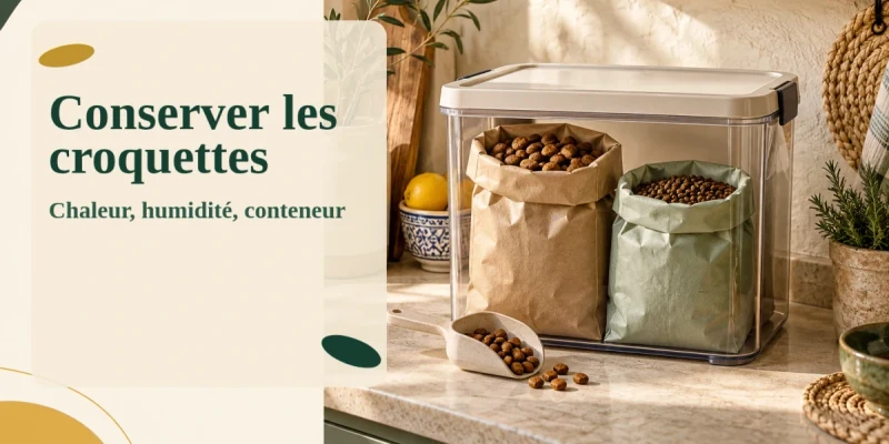 Conserver les croquettes : chaleur, humidité et conteneur